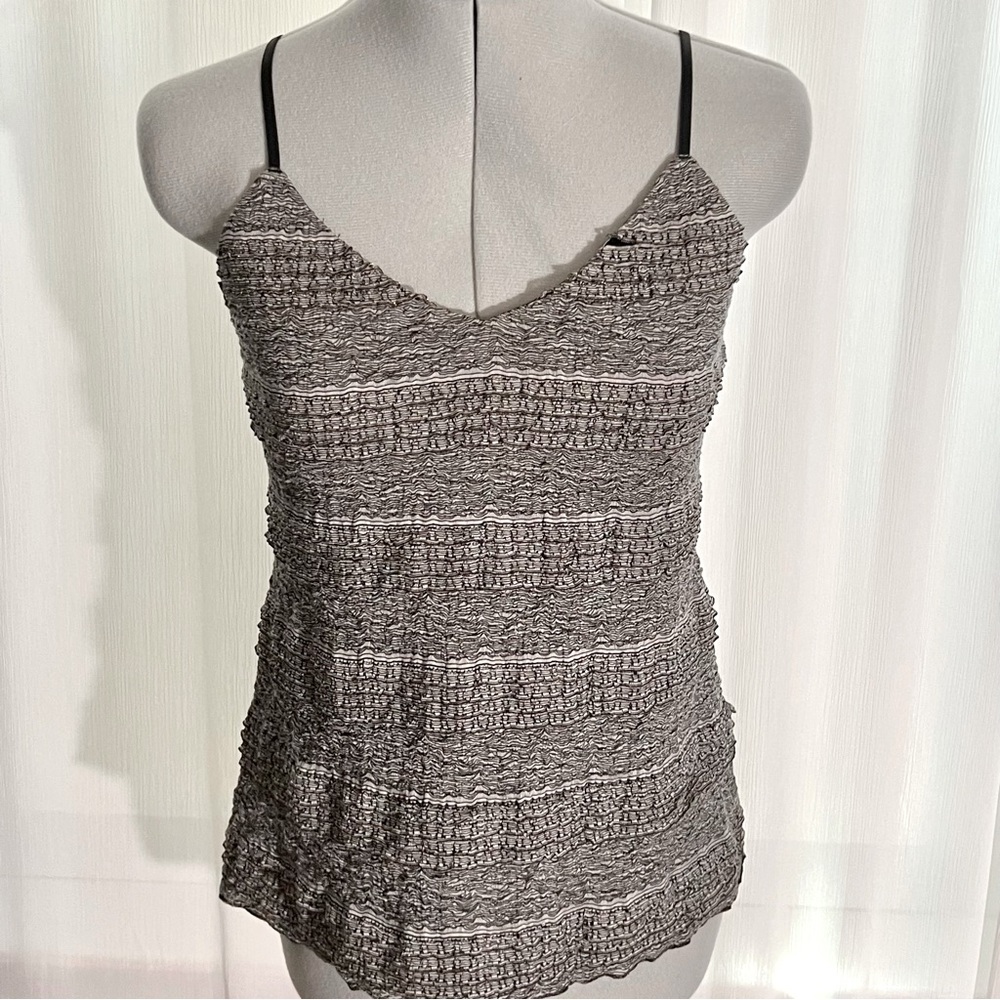 Banana Republic Women’s Tiered Ruffled Camisole, Black & White, Small